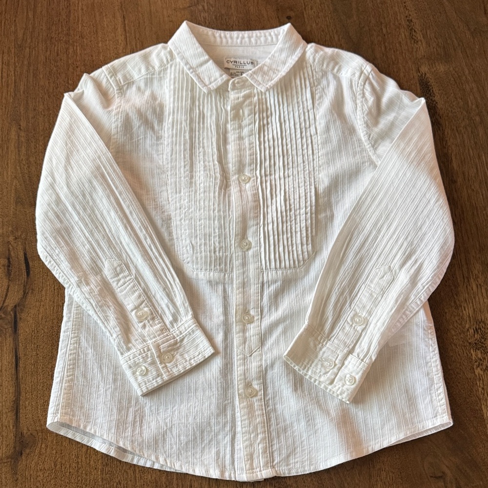 Cyrillus White Pintuck Front Button-Down Shirt